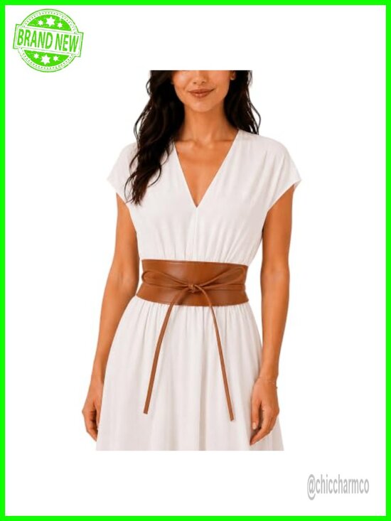 Italian Leather Obi Belt - Adjustable Wide Waist Belt main image 6